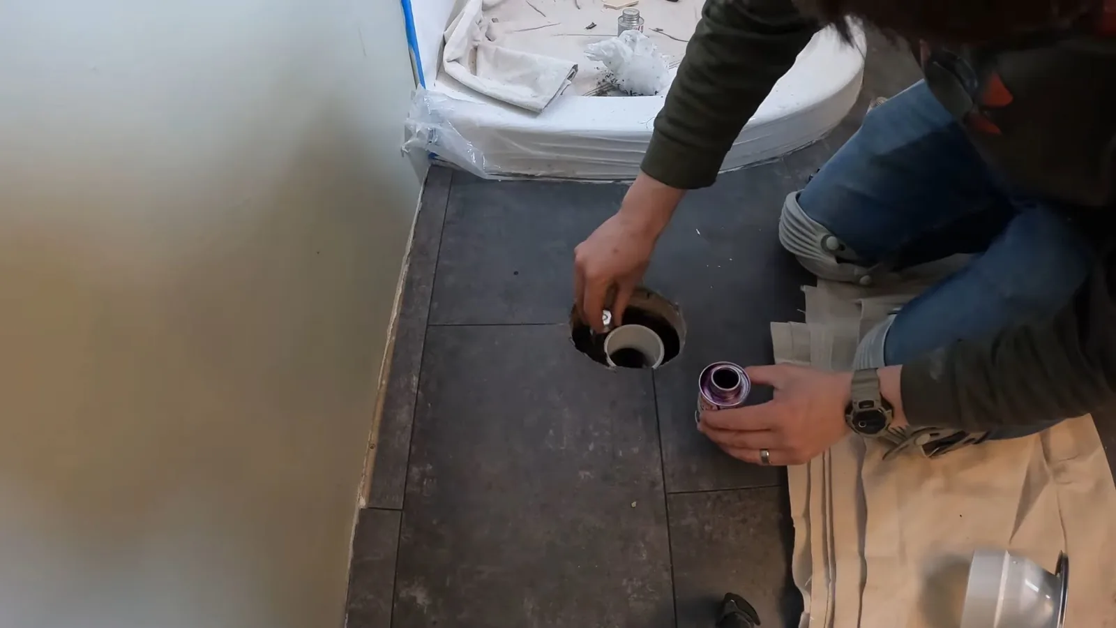 A bathroom stripped to the studs during a plumbing remodel, representing Toilet Repair & Installation service