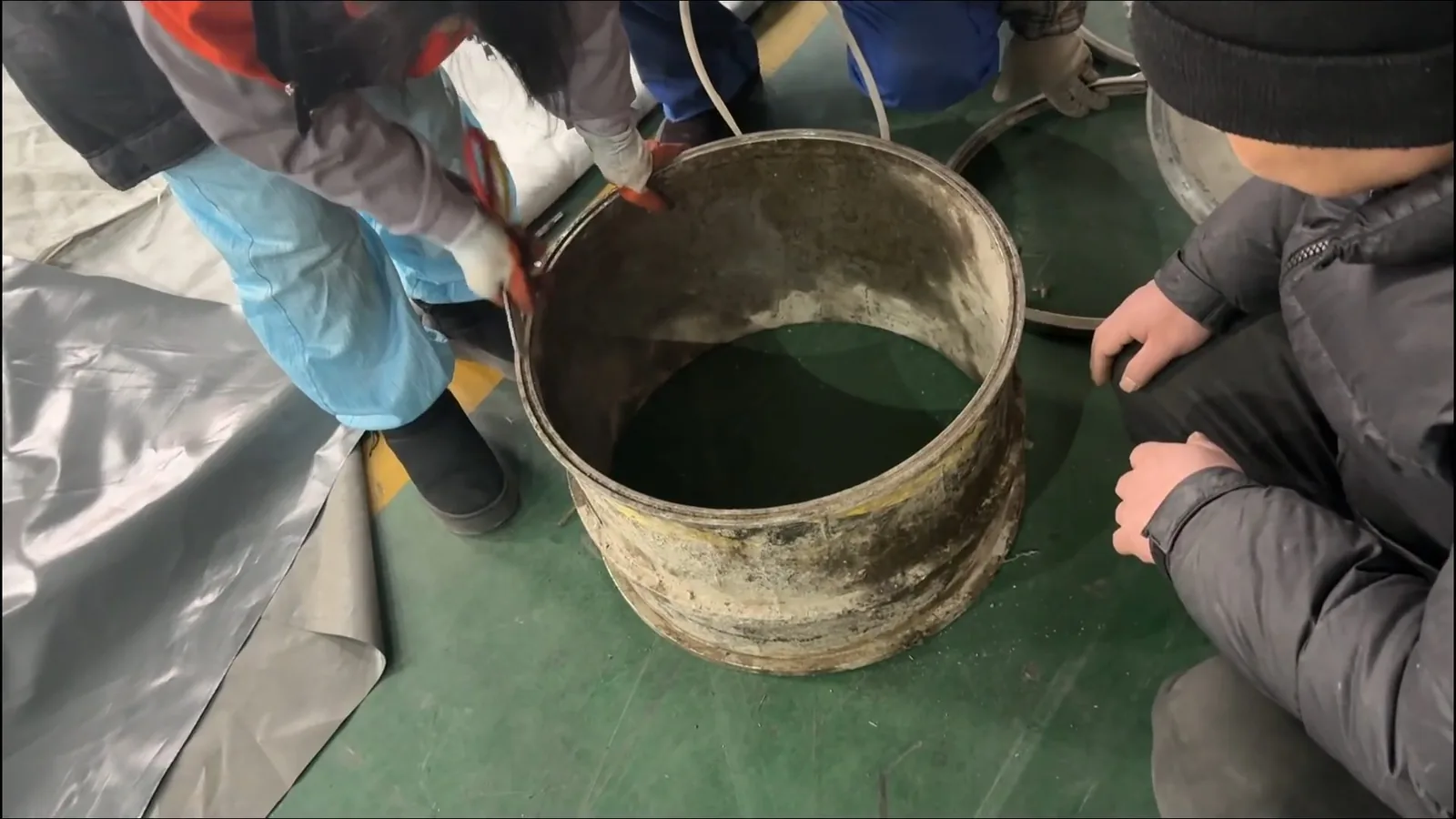 A resin-coated liner staged before a trenchless sewer repair on a plumbing call in Halcyon